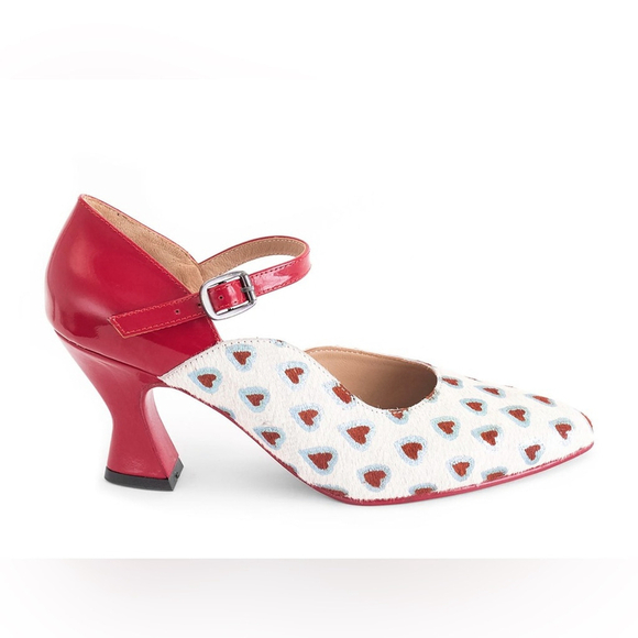 Rare 🔥 John Fluevog POSER LILY-ROSE D’ORSAY MARY JANE HEARTS HEEL Size 7.5 - Picture 2 of 14
